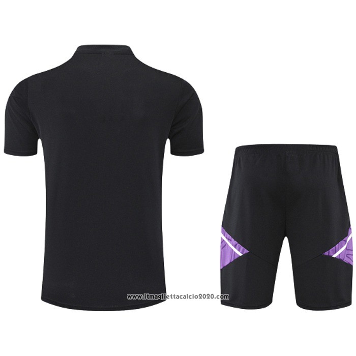 Tuta da Track Real Madrid Manica Corta 2022 2023 Nero e Purpura - Pantalon Corto